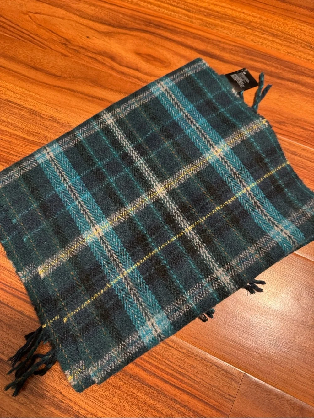 H&M Classic Teal Plaid Acrylic Scarf